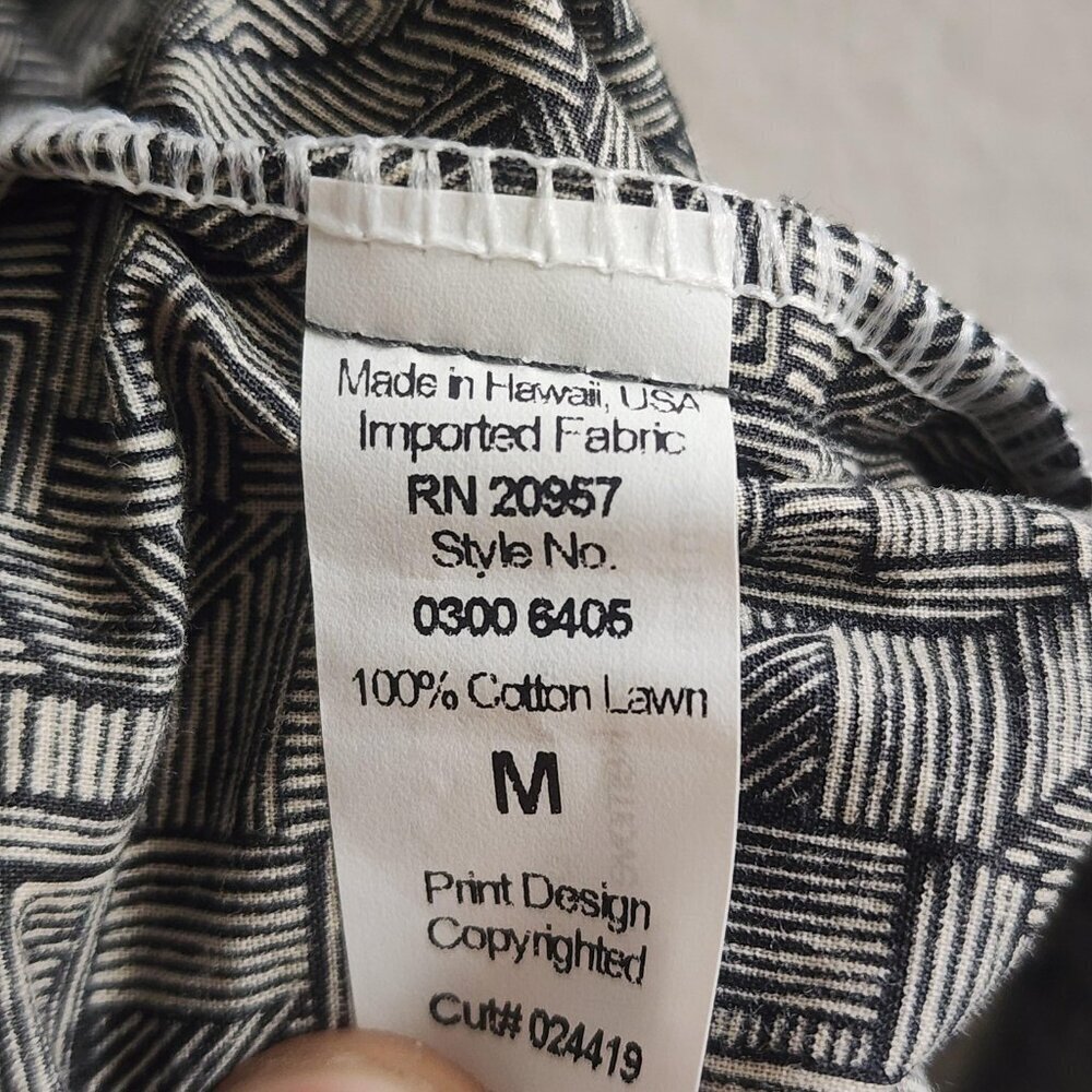 Tori Richard Shirt Mens Medium Gray Geometric Button Up Cotton Lawn Resort Aloha - Picture 7 of 10
